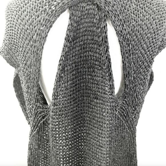 VPL Brand Sleeveless Cardigan Sweater Size M/L‎ Grey Open Hooded Loose Knit - Picture 4 of 7